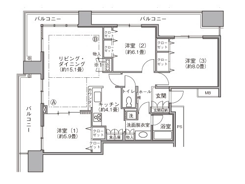 中央区日本橋人形町１丁目の賃貸マンションの間取り