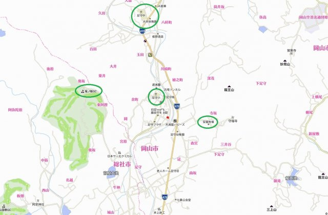 岡山市北区足守の地図