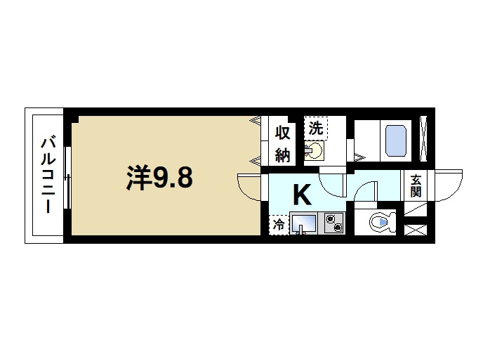 ウエストメゾン大宮の間取り|1Kの間取りです