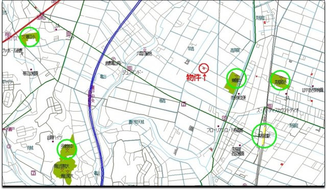 帯高倉庫付土地の周辺