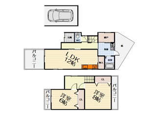【間取り】 | 津久野町2丁貸家