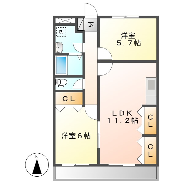 倉敷市笹沖の賃貸マンションの間取り