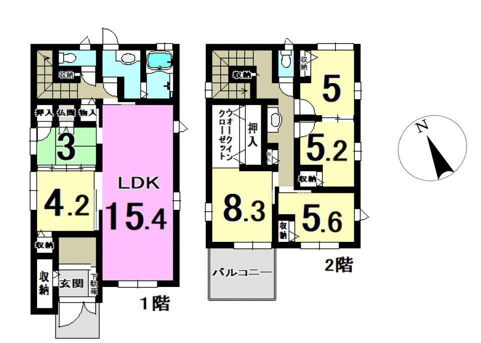 近江八幡市浅小井町　中古戸建の間取り