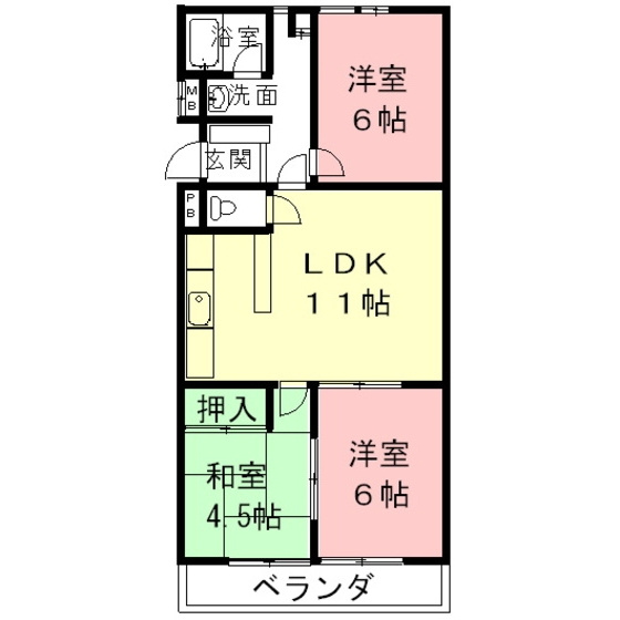 コーポＦＵＫＵＳＩＭＡの間取り
