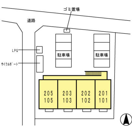 熊本市北区鶴羽田３丁目のアパートの区画図