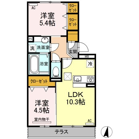 上益城郡益城町大字広崎のアパートの間取り