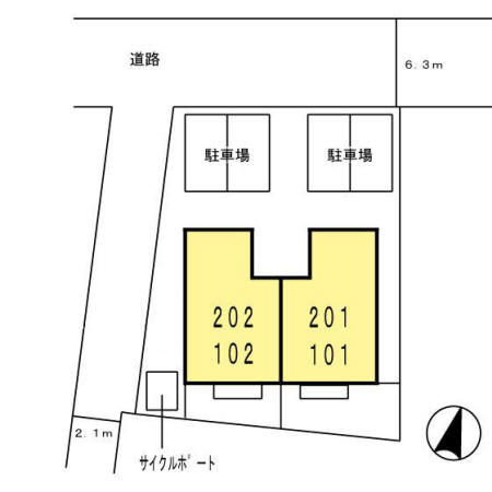 熊本市中央区大江４丁目のアパートの区画図