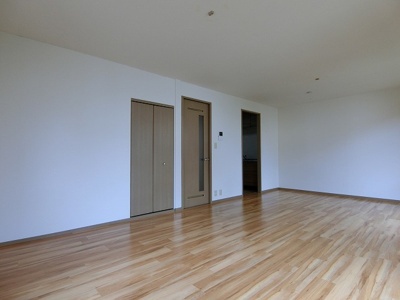 【居間・リビング】 | ソレアード | 1階・南東向きリビングダイニングキッチン17帖☆ダイニングテーブルなどを置いても余裕がありますね！嬉しい収納スペース付き♪