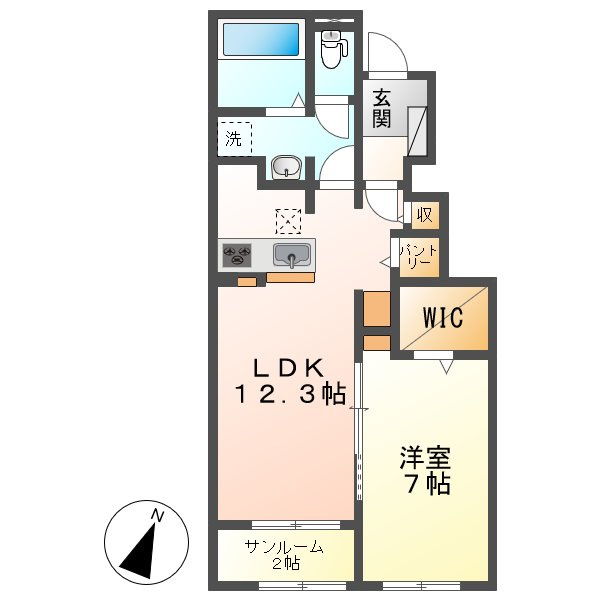 倉敷市林のアパートの間取り