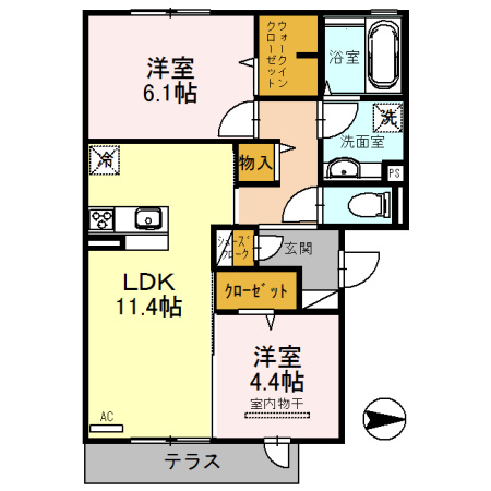 【間取り】 | ボヌール | ２LDK