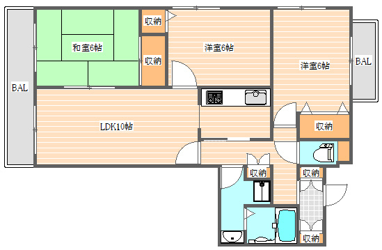 コートタウン駅東の間取り|使いやすい間取りです。