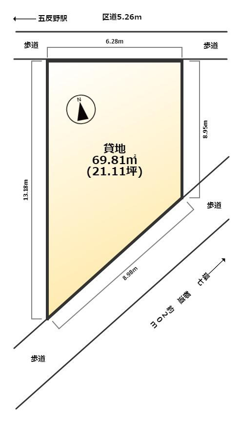 足立区西綾瀬４丁目の事業用地の区画図