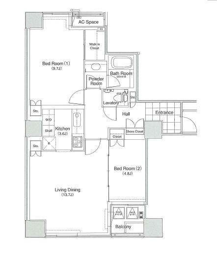 台東区元浅草２丁目の賃貸マンションの間取り