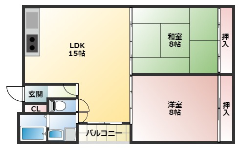 【間取り】 | ハイムモリグチ | ２ＤＫ