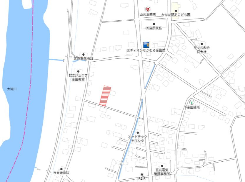 都城市金田町の売地の土地図