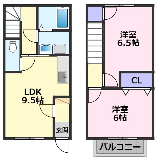 【間取り】 | ブランシェ福泉B