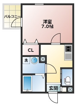ラーコンシエルの間取り|新築１Kのお部屋です