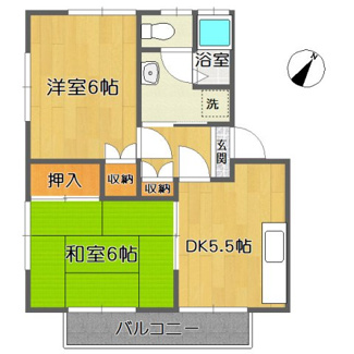 【間取り】 | コーポ松岡 | 2DK
