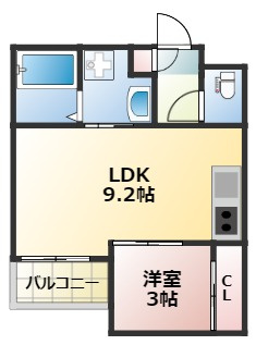 熊本市中央区琴平本町のアパートの間取り