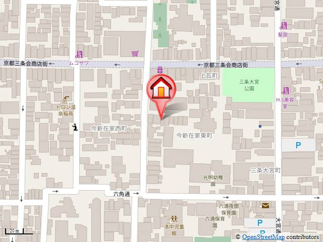 京都市中京区今新在家東町の一戸建ての地図