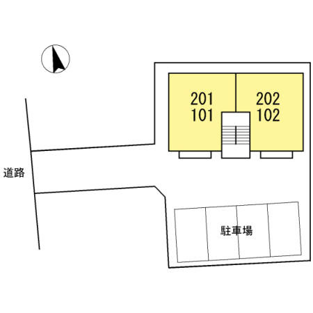 熊本市東区健軍４丁目のアパートの区画図