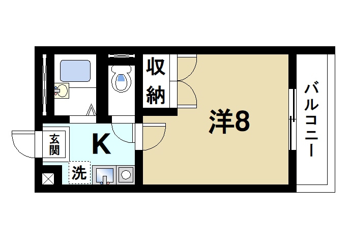 ロイヤルSK宝来の間取り|単身者向けの快適な間取りです