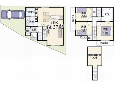 【参考プラン】 | 山科区西野櫃川町　売地（建築条件付き）