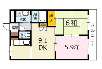 広島市安佐北区三入３丁目のアパートの間取り