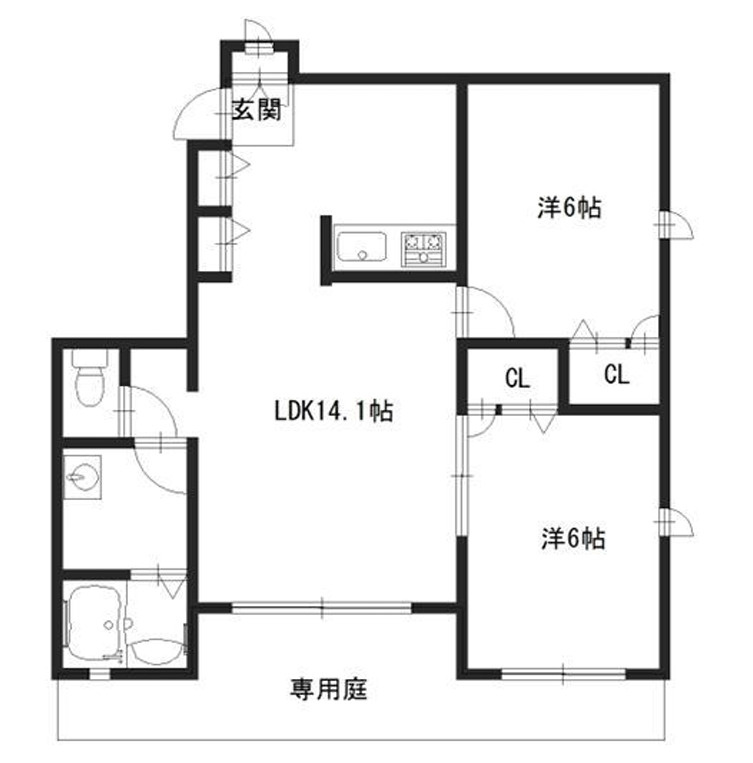 パディフィールド今宿の間取り|広々２LDK！