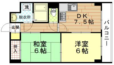 AFICION堀川（アフィシオン堀川）の間取り|１ＤＫタイプ：脱衣所有の３点セパレート、窓も大きく陽当りもう良好です。