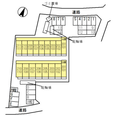 フロントハウスＡ棟の区画図