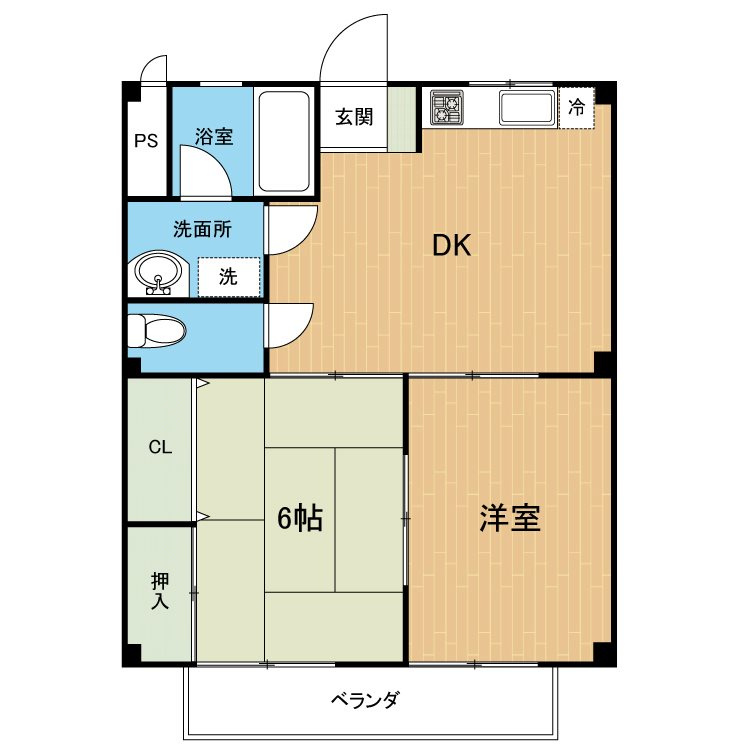 熊本市中央区出水４丁目のアパートの間取り