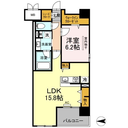熊本市中央区九品寺２丁目の賃貸マンションの間取り