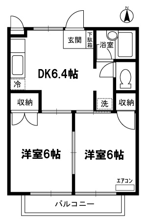 【間取り】 | エーデルハイムC | カップルさんやファミリーさんにおすすめの2DKタイプ☆なんと言っても最上階なのが嬉しい♪
