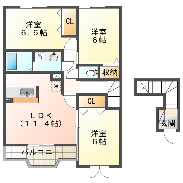 シャトーシモハタ２の間取り
