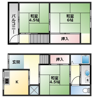 【間取り】 | 恩智北町1丁目テラスハウス