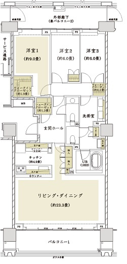 千代田区三番町の賃貸マンションの間取り