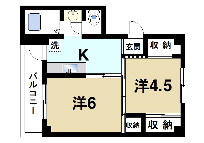 ヴィラナリー巻向　1号館の間取り|2DKの間取り