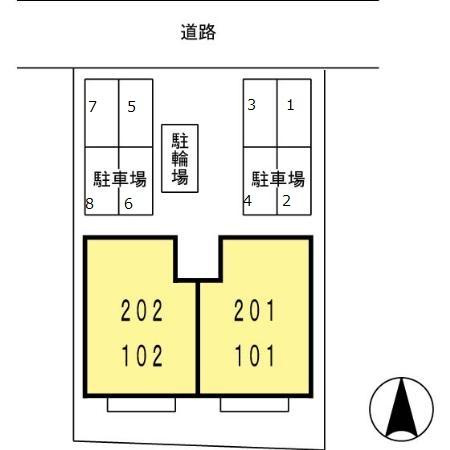 熊本市南区田迎５丁目のアパートの区画図
