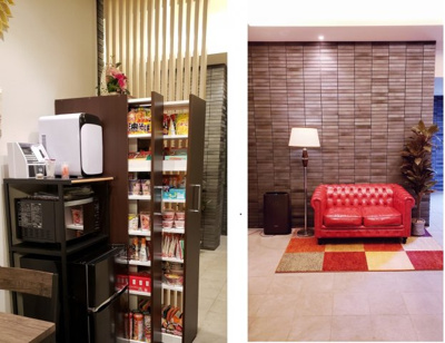 【その他共用部分】 | ザ・テラスコート英 | ラウンジ　カップ麺・菓子類が用意されており召し上がることが出来ます！　※別途料金要