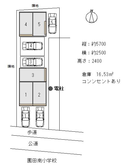 口田中2丁目シャッター付ガレージ（管理番号：53）の区画図