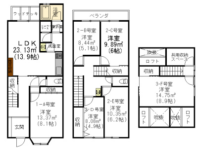 SALA京都北白川の間取り|1A　洋室8.1帖