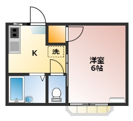 【間取り】 | ＹＫ第２ビル | 中部屋は玄関に対して居室が横にあり、玄関から覗かれにくいです