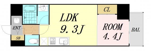 ブエナビスタ大手通　仲介手数料無料の間取り