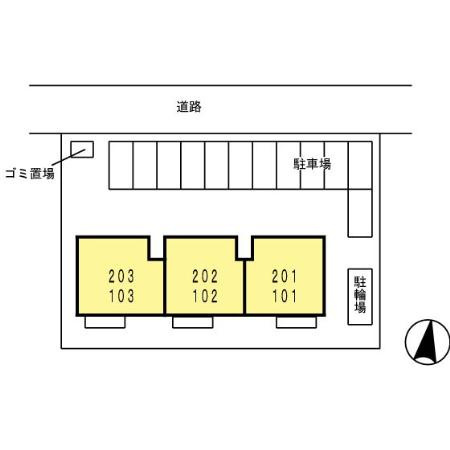 熊本市東区下江津８丁目のアパートの区画図