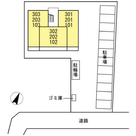 菊池郡菊陽町武蔵ヶ丘北１丁目のアパートの区画図