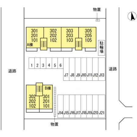 オーベル向中野Aの区画図