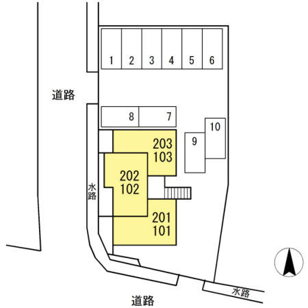 上益城郡嘉島町大字鯰のアパートの区画図