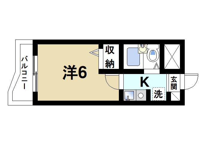 シティパレス富雄北の間取り|一人暮らしも快適に満喫できる間取りです