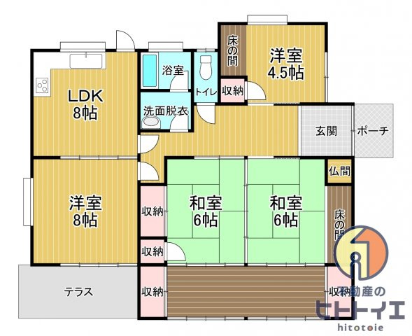 池の本貸家の間取り|4DKです
